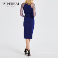 Surplice Neckline Tulip Hem Embroidery Sleeve Women Dinner Summer Party Dress